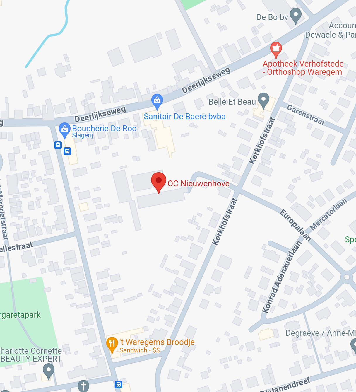 Kaart van adres locatie Nieuwenhove